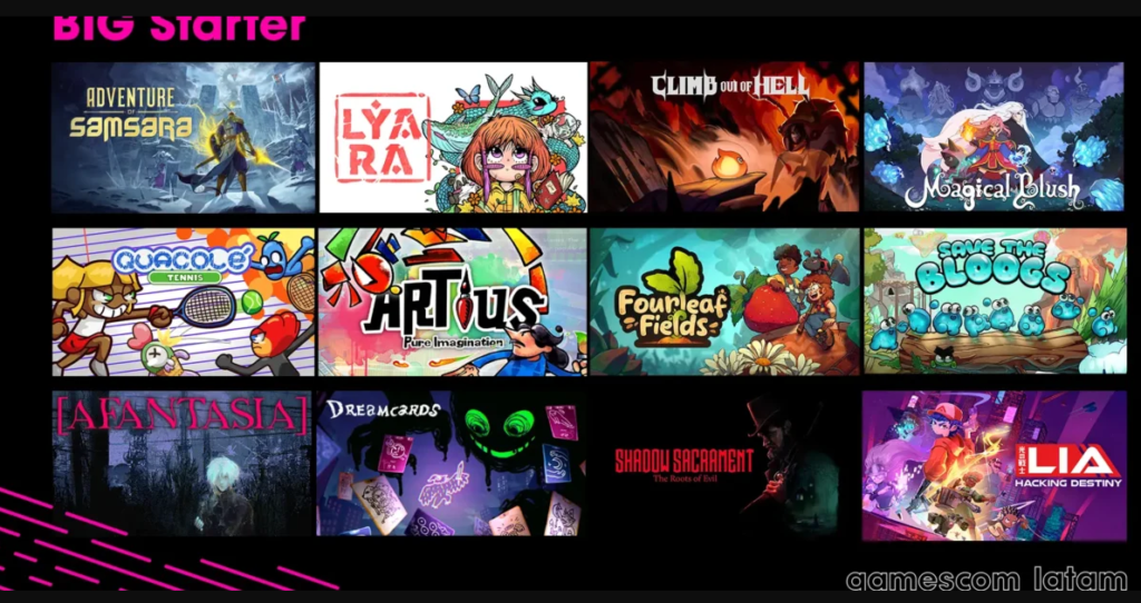 Todos os jogos brasileiros participantes da BIG Starter em 2026, onde poderão ser testados em estandes no evento Gamescom Latam