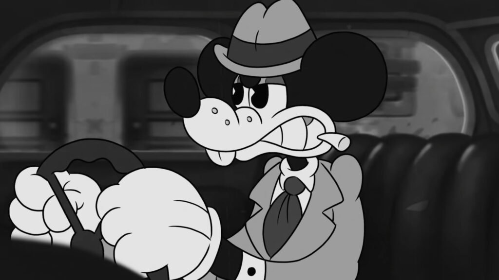 Jack Pepper, protagonista de Mouse P.I. for Hire e dublado por Troy Baker, dirigindo um carro em busca de investigações e aventuras